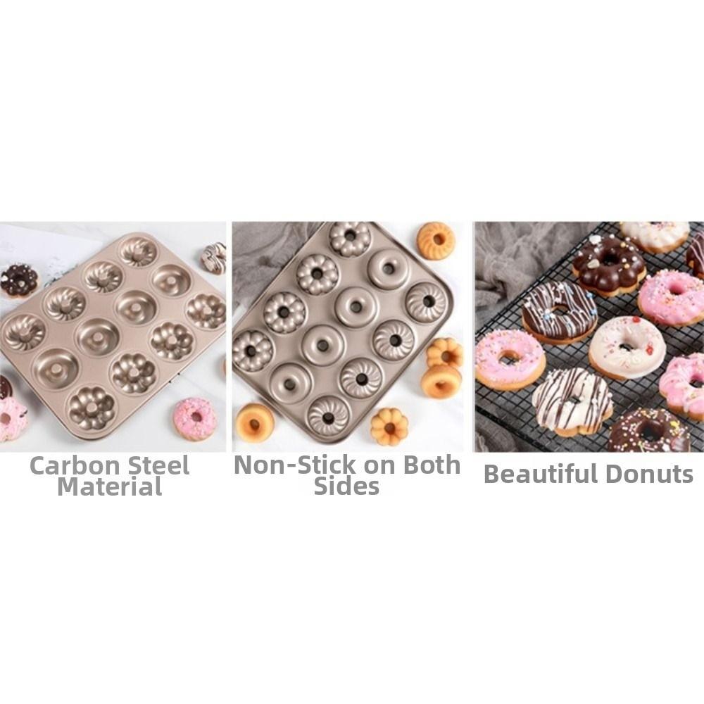 6/12 Cavity Donut Baking Mold Carbon Steel 4 Shapes Cake Baking Tray Easy To Clean Reusable Donut Muffin Pan Dessert Making