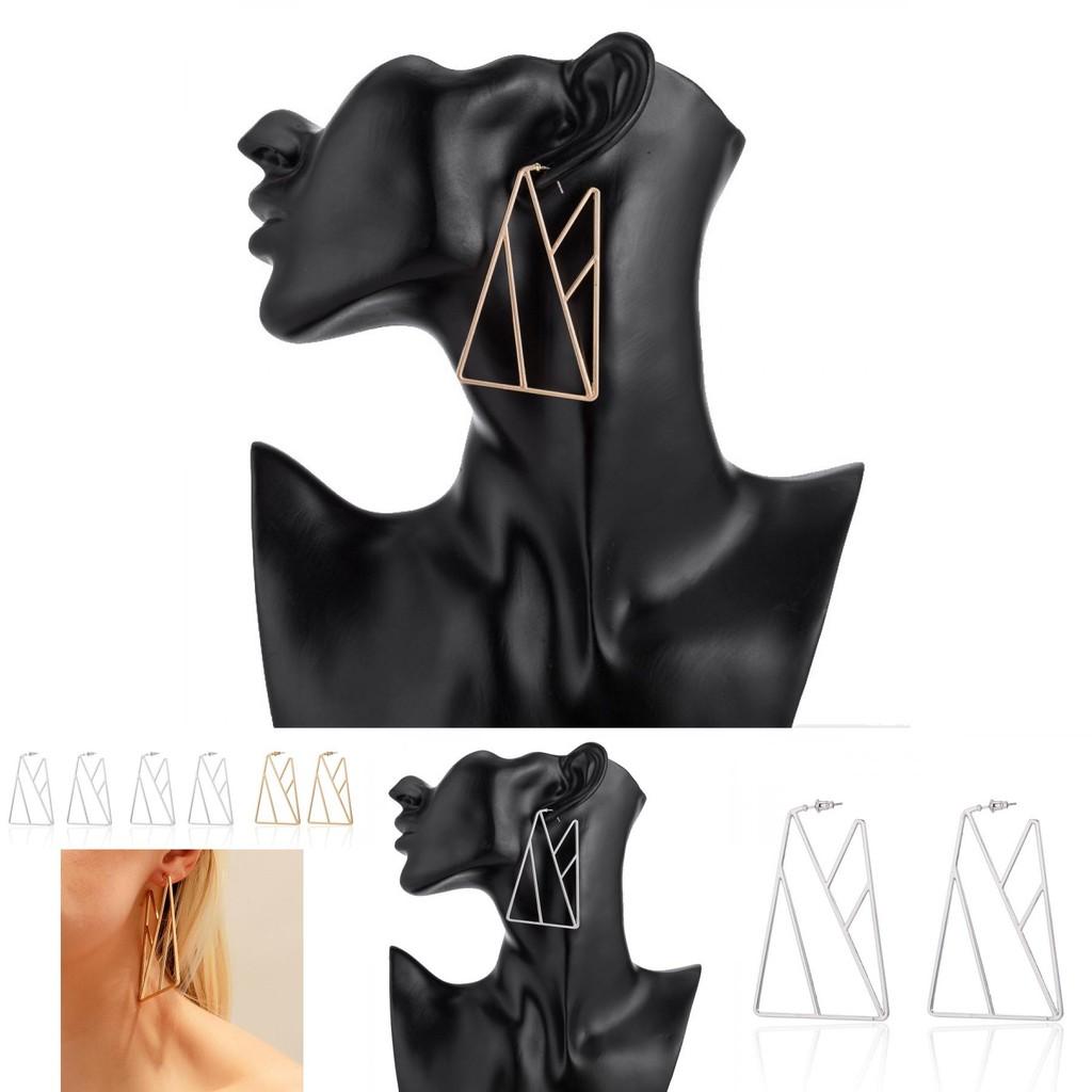 Стильные треугольные геометрические серьги для женщин в золотом и серебряном цветах