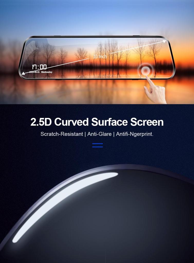 E-ACE Auto Black Box Car Dvr Streaming Media Mirror Dash Camera 10 Inch FHD 1080P Video Recorder Support 1080P Rearview Camera