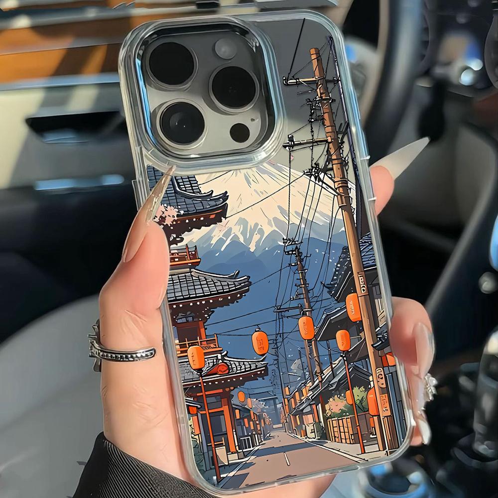 Чехол для телефона с японским городским пейзажем для iPhone 17 16 Plus 13 Pro Max 11 15 12 14 17E 16E Прозрачный чехол с защитой всей камеры
