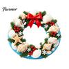 Waterproof Glass Window Film Ocean Style Christmas Wreath Stickers, PVC Static Decals with Sunproof Stickers Conch And Shell Elements, Seaside Clings