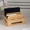 Home Office Table Bamboo Mobile Phone Storage Rack Stand Charging Rack Storage Organizer