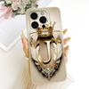 Чехол-бампер из мягкого силикона для iPhone 16 Pro Max с изображением Feather Crown и инициалом Для iPhone16 16Pro 16ProMax