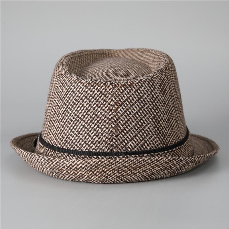In The Elderly British Style Men'S Top Hat Spring And Autumn Old Man Gentleman Hat Dad Woolen Thousand Bird Grid Jazz Hat Winter