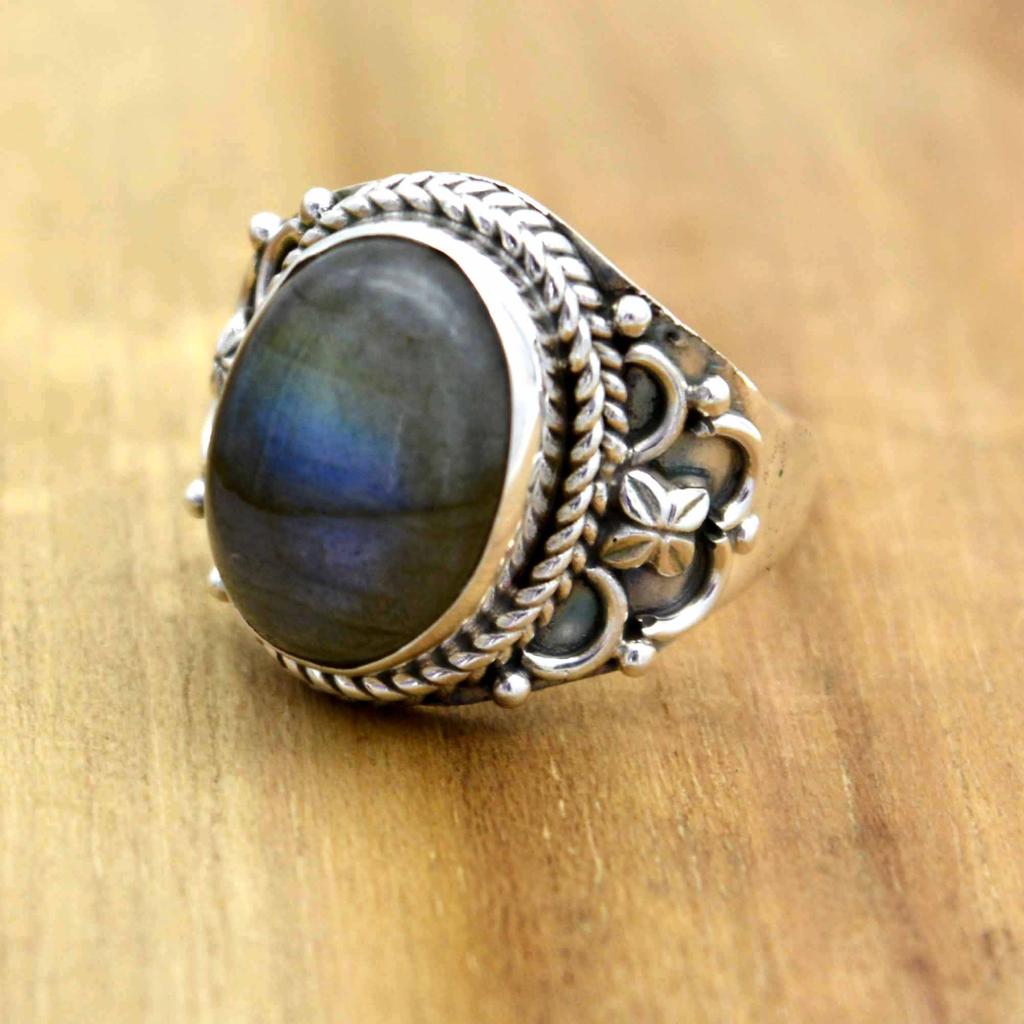 Кольцо из стерлингового серебра 925 пробы с лабрадором, мужское кольцо с печаткой ручной работы из натурального драгоценного камня