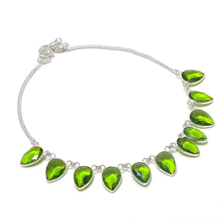 Peridot Gemstone 925 Sterling Silver Jewelry Necklace 18"