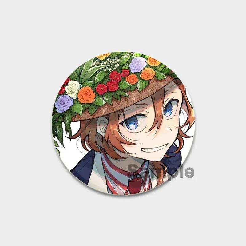 32/44/58MM Аниме значки на лацкан, милые мультяшные броши, значок для сумки шляпы, ювелирные подарки, Накадзима Дазай Осаму Накахара Чуя