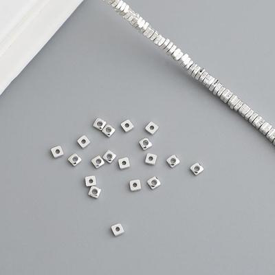 Маленькие разделительные бусины из стерлингового серебра S925 для самодельных украшений – квадратные свободные бусины для браслетов и ожерелий