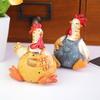 Pack 2 Chicken Statue Chicken Figurine Chicken Shape Craft Decorative Miniature Lovely Figurines Garden Home Decoration Easter Valentine