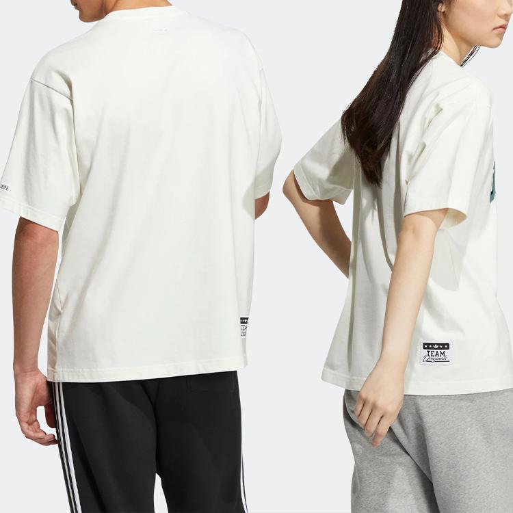 adidas Оригинальная спортивная футболка с принтом в виде букв клевера, унисекс, топы, белая, HS2014
