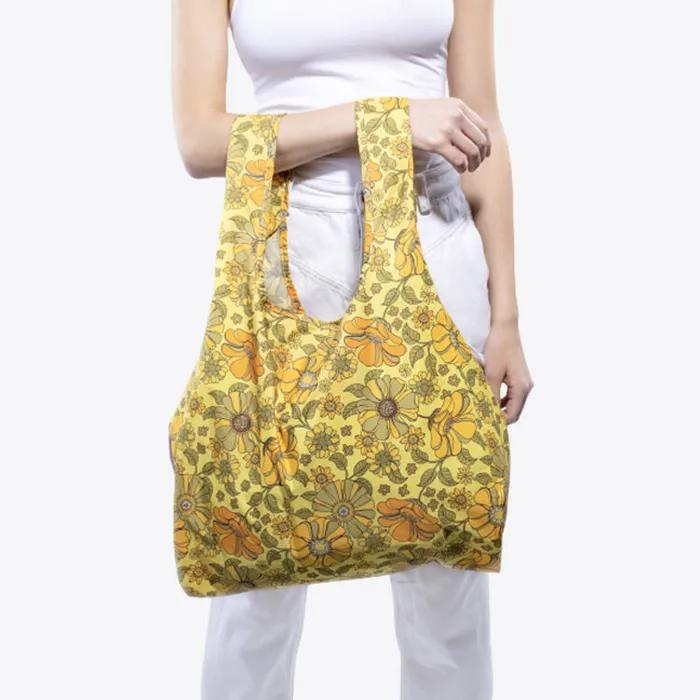 [KINDBAG] Желтая ретро-цветочная многоразовая средняя