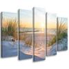Five Piece Picture Canvas Print Beach Sea Dunes Sunset