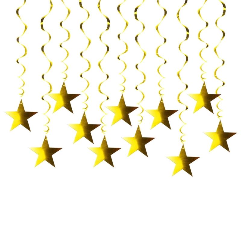 Блестящая золотая звезда, подвеска для вечеринки, рождественское спиральное украшение для свадьбы, дней рождения и праздничного торжества
