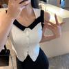 Летняя новинка, сексуальная, темпераментная, контрастного цвета, квадратный воротник, маленькая рубашка, трикотажная, жилет-халтер, женская блузка