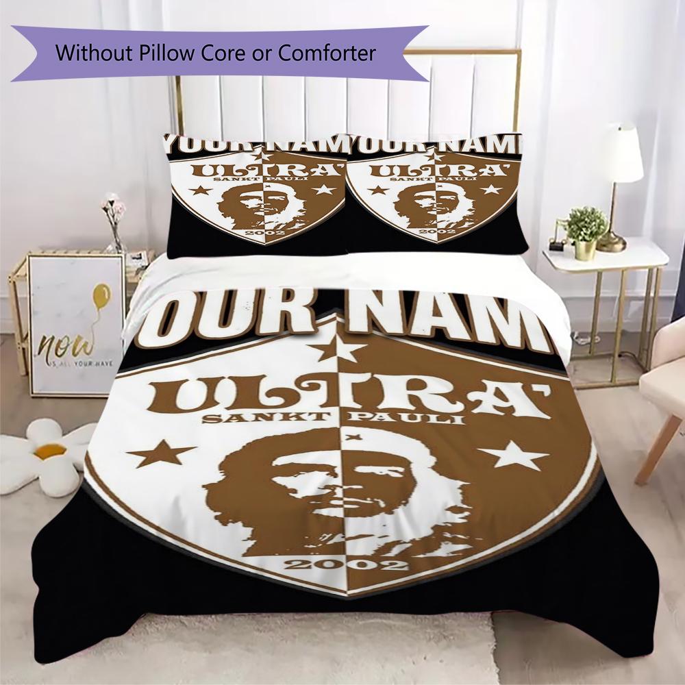 Custom Name FC St. Pauli Pattern Bedding uilt Set uilt Cover Pillowcase Home Decoration Birthday Gift (1*duvet cover+2*pillowcase without core)
