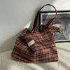 Осенне-зимняя новая ретро шерстяная клетчатая сумка большой вместимости для поездок на работу женская сумка через плечо