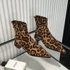 Leopard Women Ankle Boots Suede Pointed Toe Shoes Sexy Designer Heeled Boots 2025 Winter Cozy Luxury Mujer Chelsea Botas