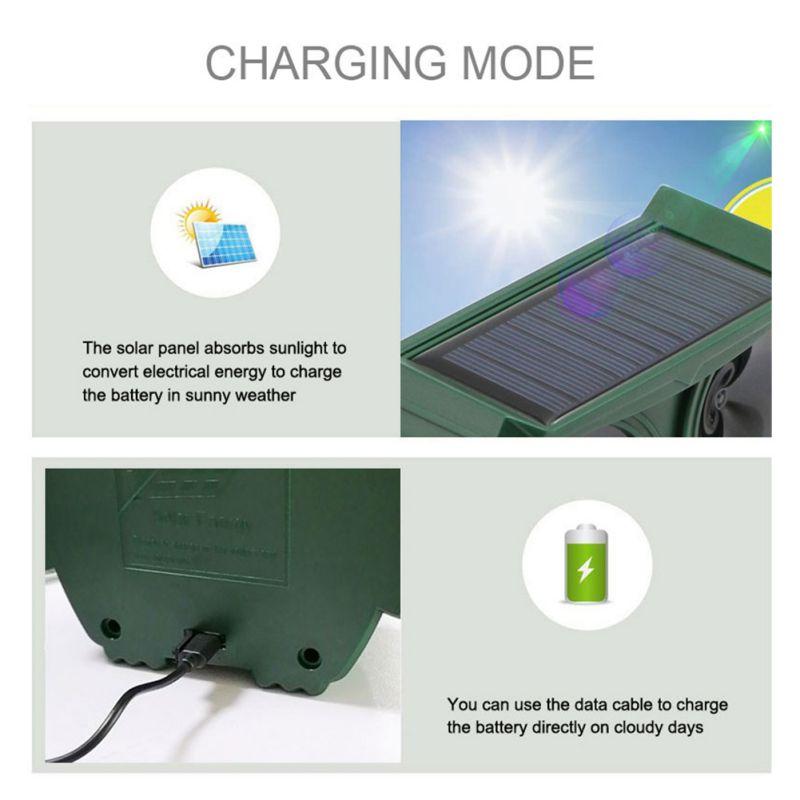 Waterproof Motion Sensor Ultrasonic Animal Repeller Solar Powered  For Bat Mouse Squirrels Racoon Skunk In Garden Outdoor & Yard