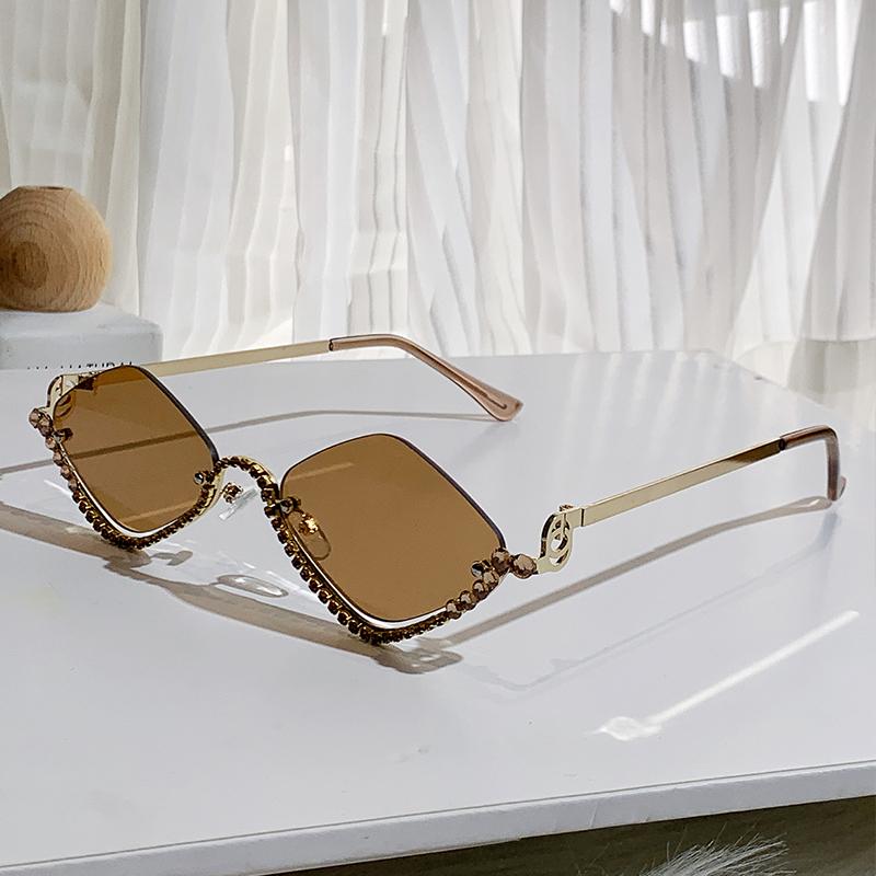 Новые солнцезащитные очки с полуободковой оправой из стразов, солнцезащитные очки с цветными бриллиантами, женские 90306-1