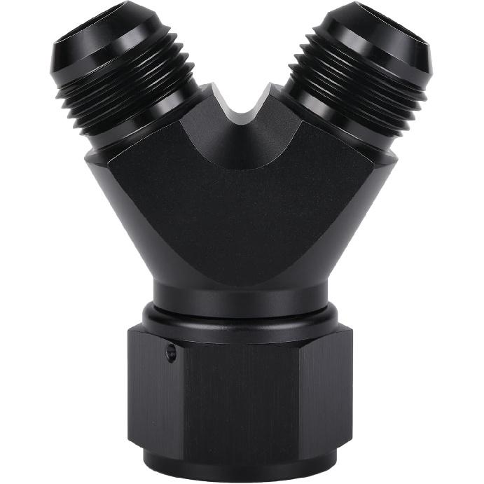 4AN Female to Dual 4AN Male Y Block Fitting Splitter Adapter Union Aluminum Black