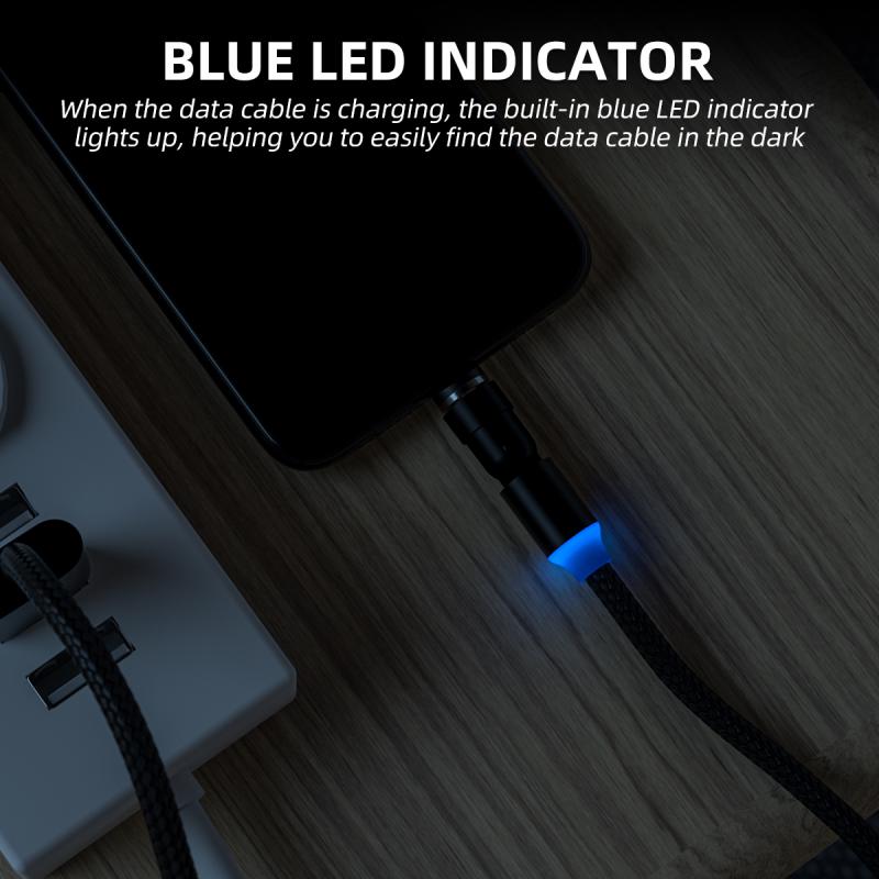 Магнитный зарядный кабель с вращением на 540°, USB-кабель типа C/Lightning, кабель для микрозарядки iPhone, IOS/Android