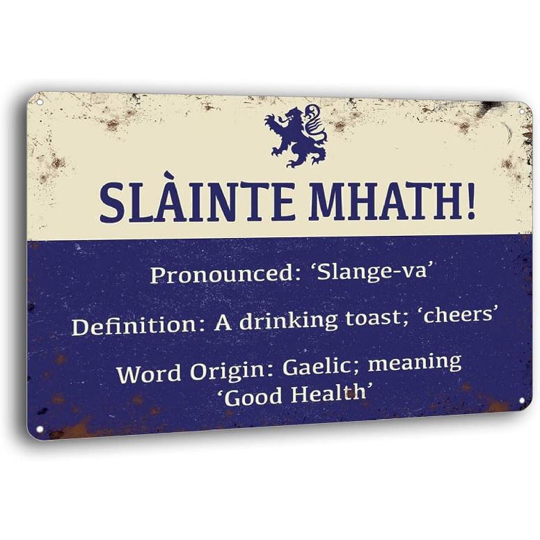 Wall Decor Scotland Slainte Mhath! Tin Sign Vintage Signs Metal Plaques Poster for Pub Garage Man Cave Cafe 8 x 12 inches