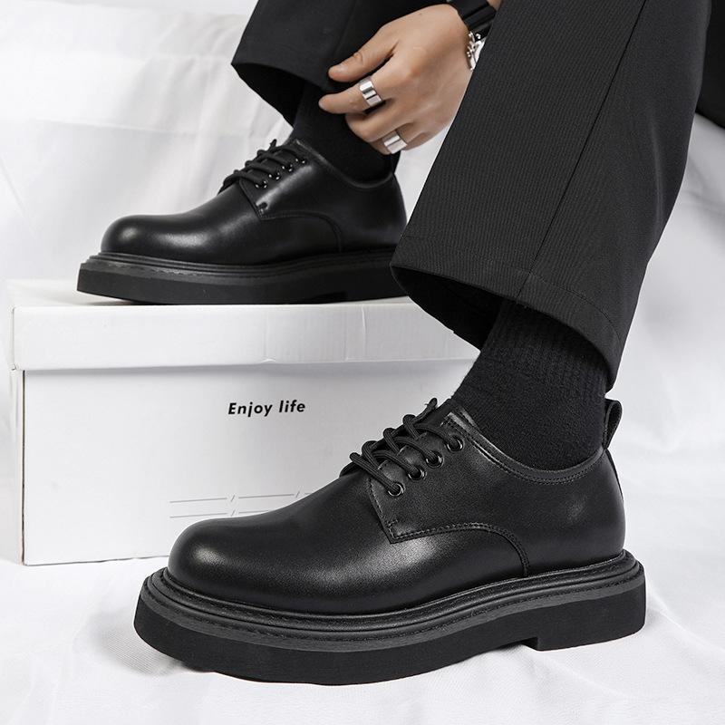 Fashion Luxury Men's Japan Karajuku Korean Style Streetwear Vintage Thick Platform Increase Casual Leather Shoes Soft Male Dress Shoes