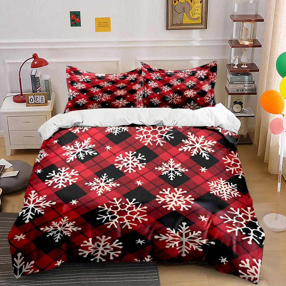 Plaid Snowflake Winter Gift Set kid's and adults' bedroom decor, Exquisite three-piece bedding set gift