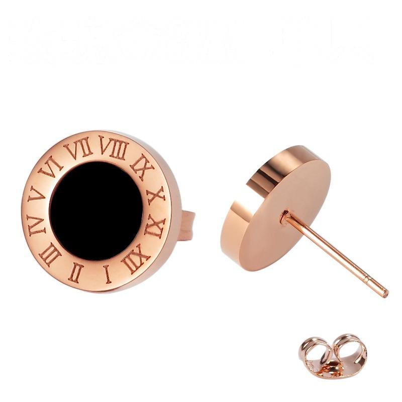 Классические модные серьги-пусеты из титановой стали с 18-каратным золотым покрытием, простые круглые серьги с римскими цифрами для мужчин и женщин, новые серьги 2025 года