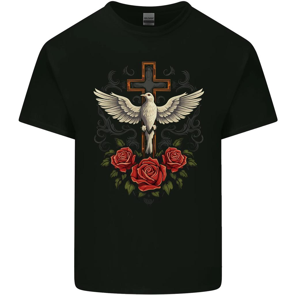 Dove of Redemption Gothic Cross Flowers Art Goth Kids T-Shirt Childrens