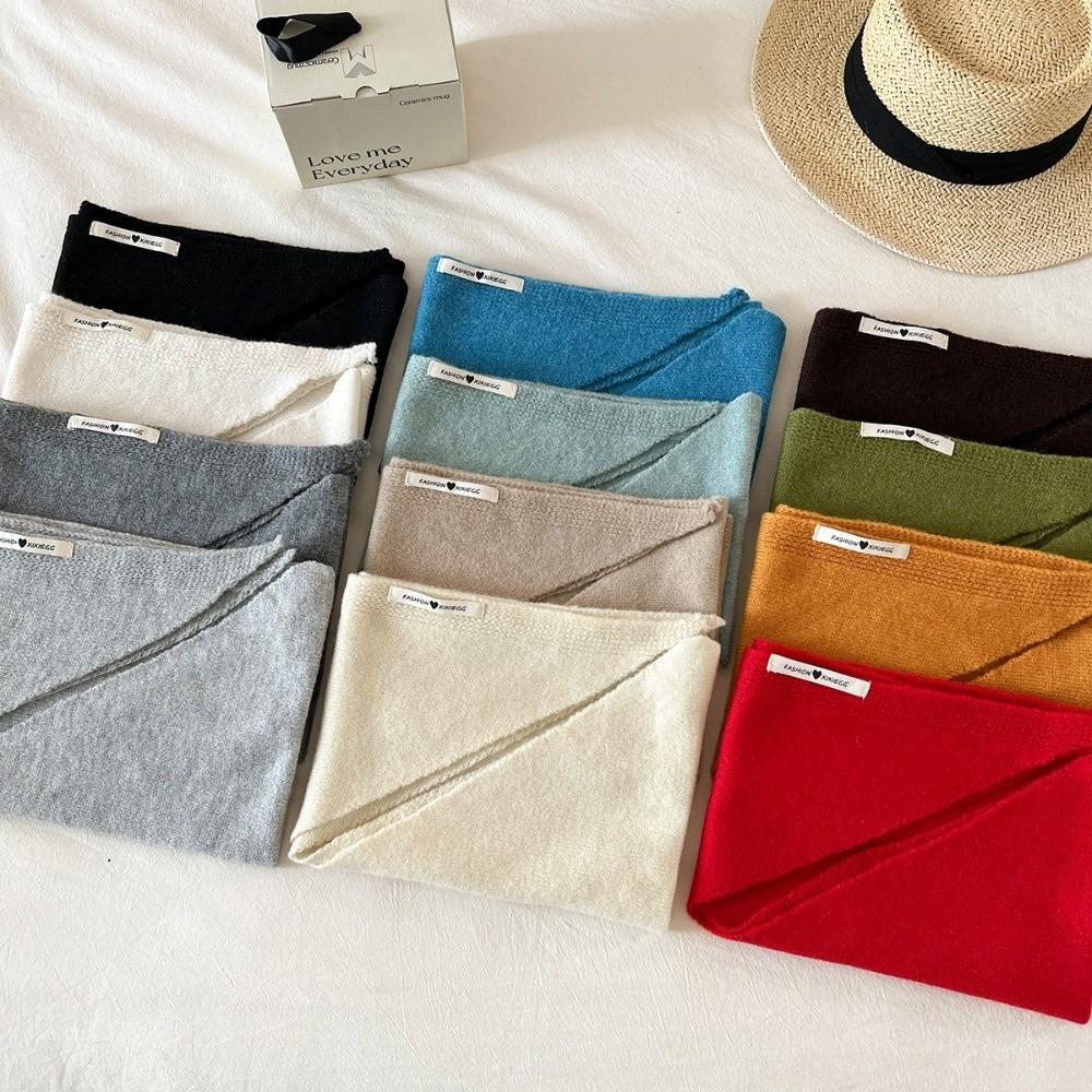 Solid Color Knitted Triangle Scarf Striped Cross Neckerchief Sweet Cross Scarves Autumn Winter