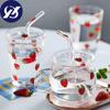 Стеклянная кружка с клубникой и соломинкой, креативная термостойкость, прозрачная стеклянная чашка для воды, бытовые чашки для молочного сока