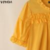 VONDA Женские летние блузки с короткими рукавами и оборками с круглым вырезом