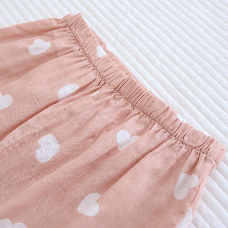 2022 Хлопковый марлевый пижамный комплект с нагрудными подушечками - Летняя и осенняя женская домашняя одежда с длинным рукавом