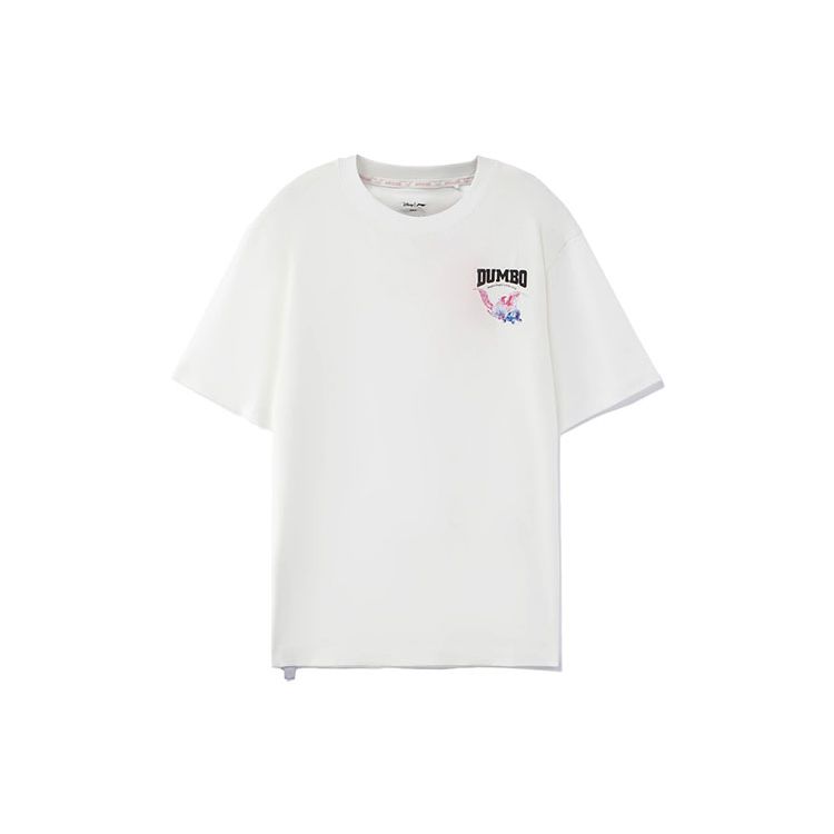 Футболка Li Ning X Disney Dumbo Series с мультяшным принтом, свободная, с круглым вырезом и коротким рукавом, женские топы, цвет не совсем белый AHSRA70-1