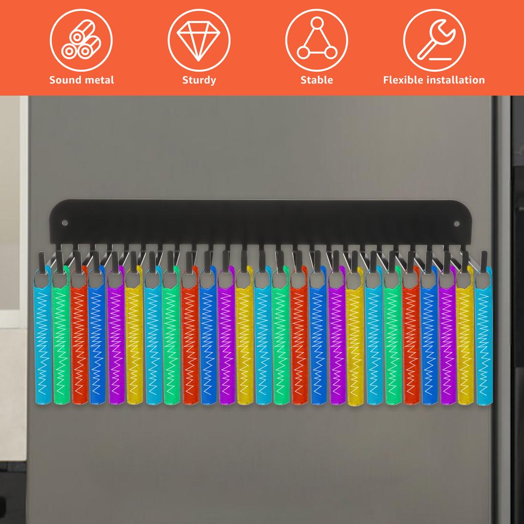 Can Cooler Sleeves Holder Organizer Wall Mounted Magnetic Beer Can Sleeves Storage Rack with 25 Hooks for Fridge Kitchen