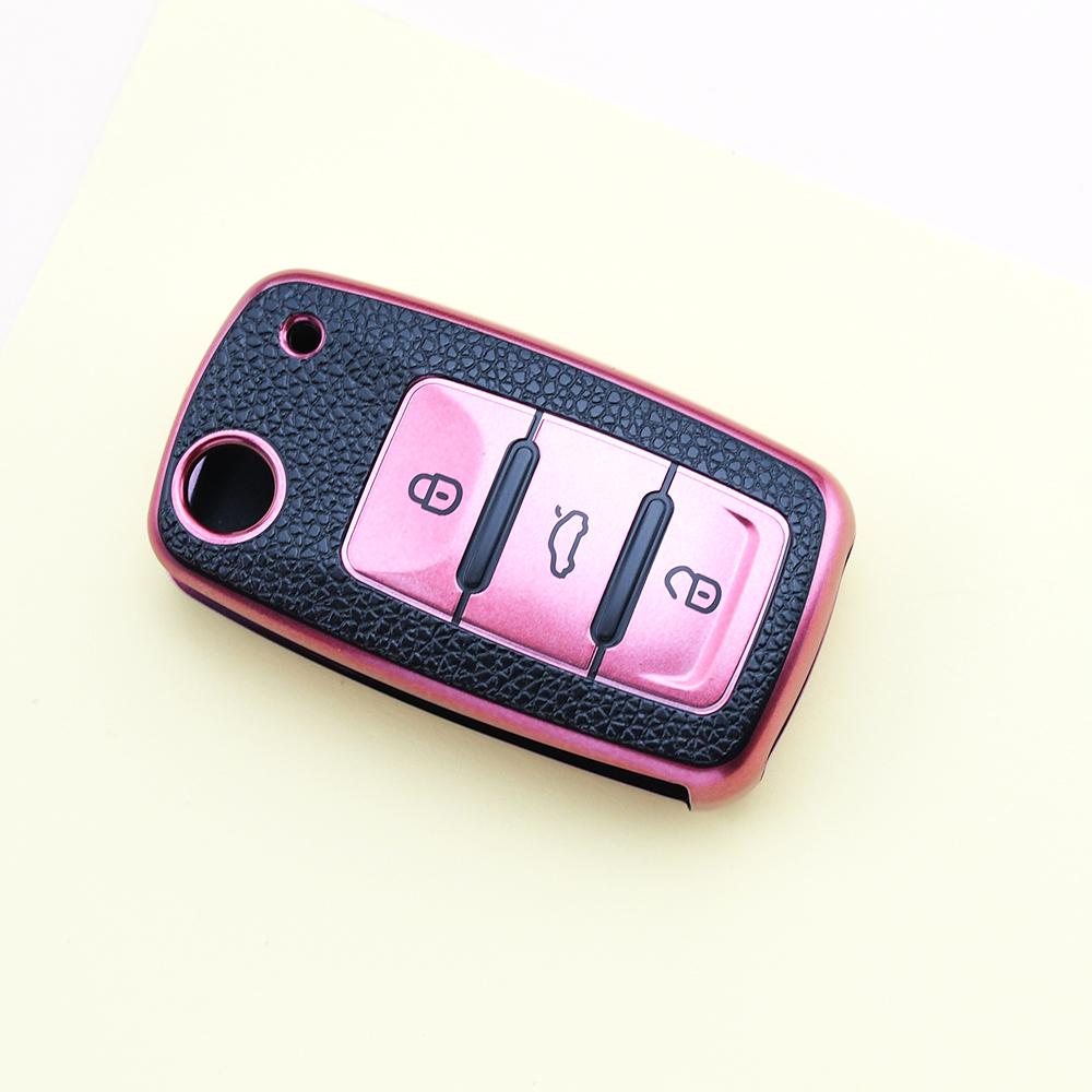 Кожаный TPU чехол-книжка для автомобильного ключа для Vw Volkswagen Altea Tiguan Seat Leon Skoda Octavia Kodiaq Polo Golf Passat Beetle