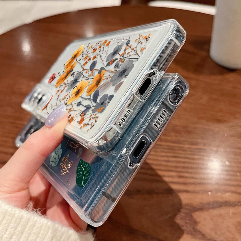 Роскошный Чехол для телефона с прозрачным силиконом и цветами для Samsung Galaxy S24 S23 S22 Ultra Plus A55 A54 A53 A35 A15 A25 S23 S21 FE Мягкая обложка