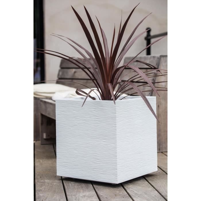 Square Flower Pot 40 Cm - EDA - Graphite - 31 L - 39 X 39 X H. 43 Cm - Cerused White