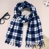 Plaid Scarf Velvet Shawl Plaid Print Unisex Winter Scarf with Tassel Detailing Double-sided Plush Material for Warmth for Men