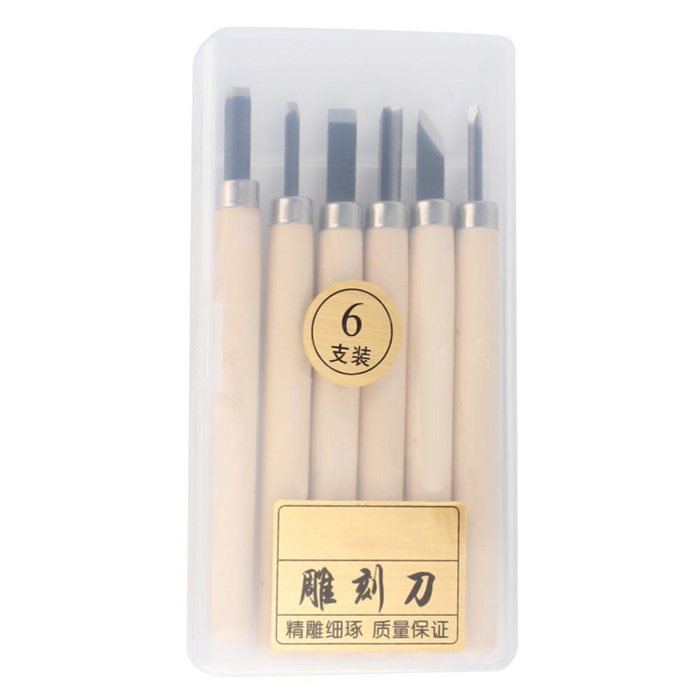 6pcs Wooden Handle Wood Carving Tool Steel Woodworking Tool Wood Carving Knife DIY Craft