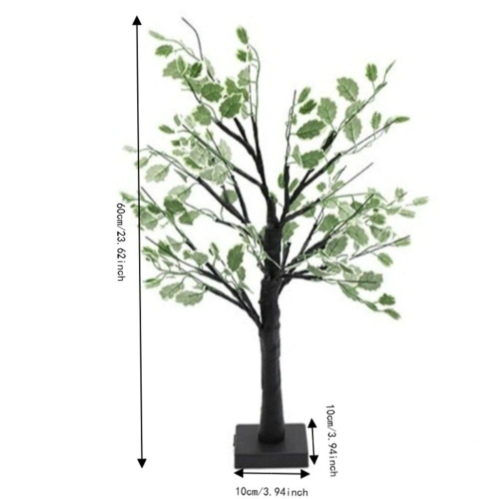 Simulation Green Leaves White Birch Tree Lamp Luminous Decoration Tree Home Decoration