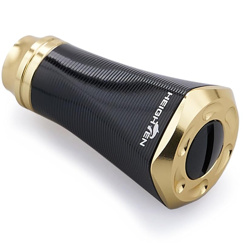 HEIGHTEN 20mm Reel Handle Knob Shimano Daiwa Common Use (Shimano Type A) (Daiwa S) for Tornado Series (black & Gold) (707)