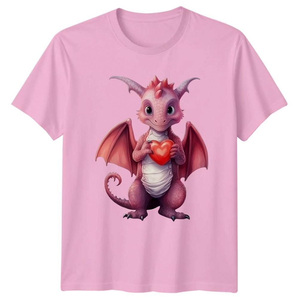 Baby Dragon Holding Heart Unisex TShirt Graphic Tee
