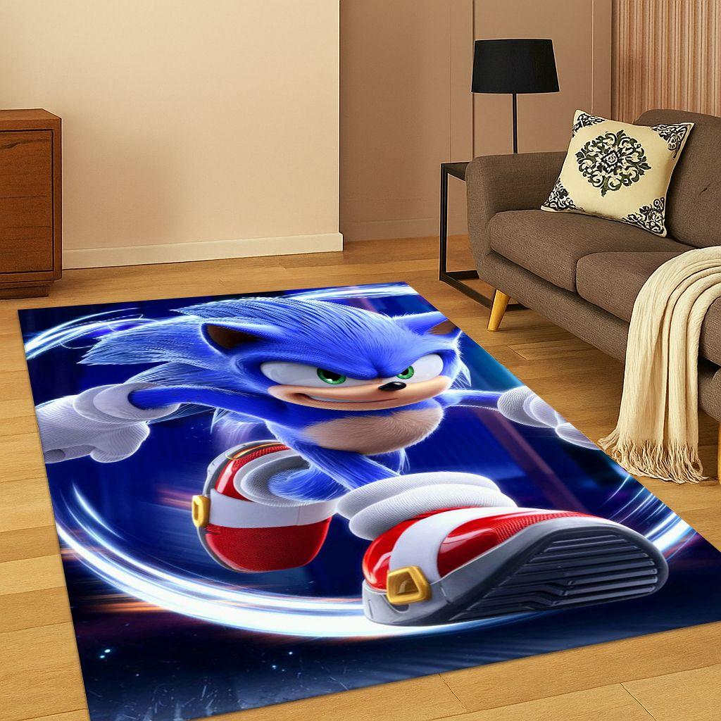 3D ковер-игровой коврик с мультяшным персонажем S-Sonic для спальни, гостиной, дивана, придверный коврик, декор для дома, коврик для детской игровой зоны, нескользящий, Рождественский подарок