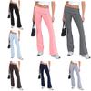 Drawstring Solid Color Mid-waist Tight Bell Bottoms Women's High Stretch Casual Pants