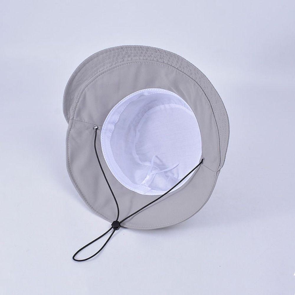 Windproof Rope Quick Drying Fisherman Hat Wide-Brim Foldable Sun Hat Sunshade Bucket Hat Travel