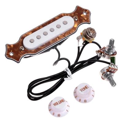 6-струнный звукосниматель с одной катушкой для магнитной акустической гитары с звуковым отверстием и регуляторами громкости и тона