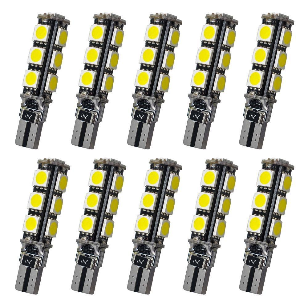 2X T10 W5W 5050 13SMD 9SMD белые внутренние светодиодные лампы для автомобиля, клиновидные лампы для чтения, супер яркие, DC 12 В