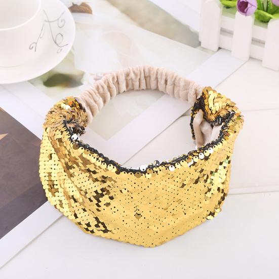 Женская повязка на голову Двусторонняя повязка с блестящими пайетками Эластичная фиксация волос Декоративное украшение Аксессуары для волос